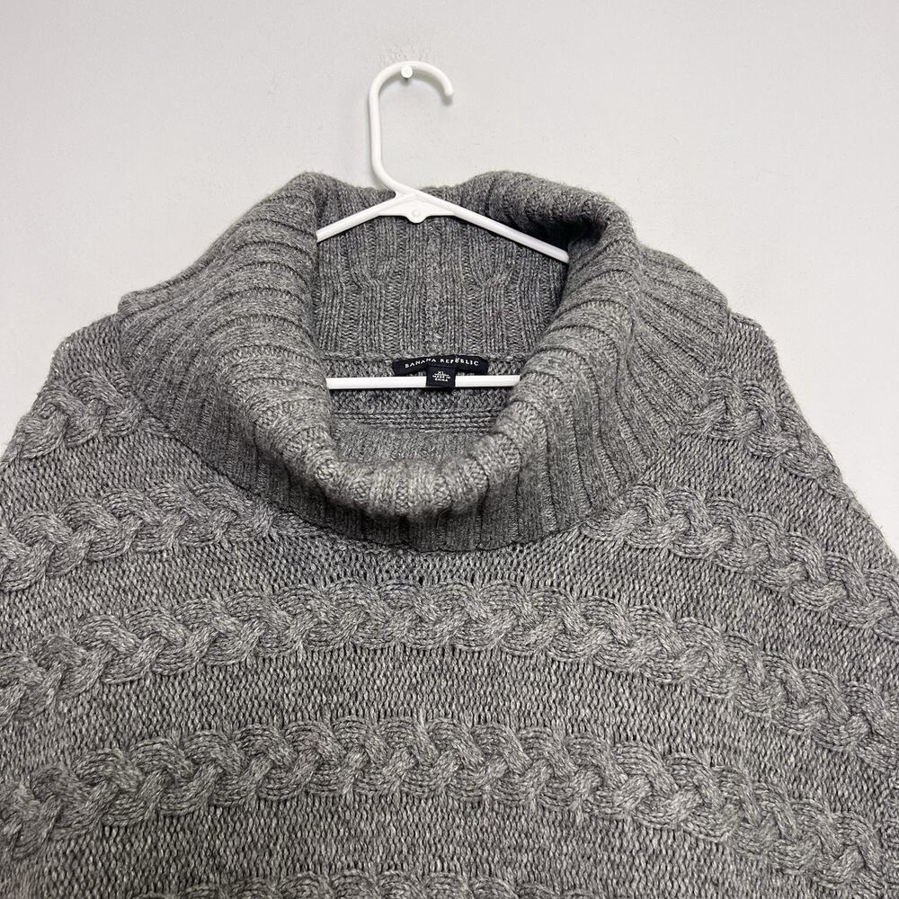 Banana Republic Women Turtleneck Sleeveless Sweater Lambswool Cotton Sz XL Gray - Picture 2 of 12